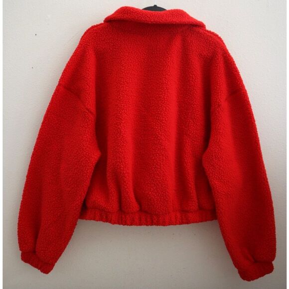 Old Navy 723210 Women's Sz Small Red Oversized Full Zip Sherpa Jacket - Picture 2 of 5